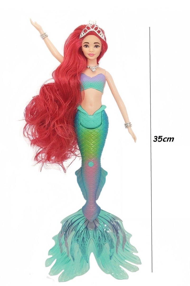Princess Mermaid Doll 35cm Music Light Mermaid Princess Girl Birthday Gift Set - Image 3